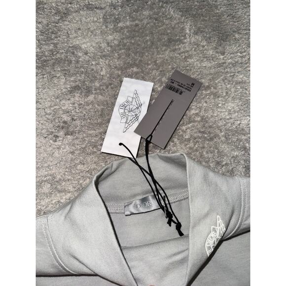 Dior Air Jordan Grey Logo Mock Neck Turtleneck Cotton Shirt Sweater M Medium - Picture 4 of 12